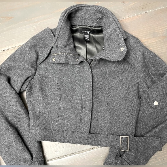 Moda International Moto-C Gray Wool Blend Jacket Woman Small - Picture 5 of 13